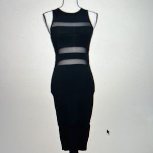 Express Black Mesh Stripes Bodycon Dress